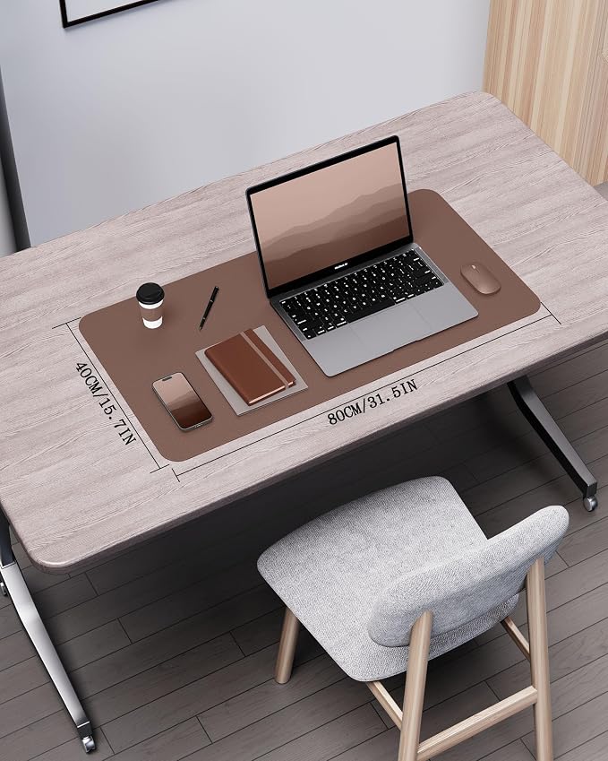 YSAGi Double-Sided Desk Pad, 31.5"x15.7"Leather Desk Mat, Eco Cork Desk Pad - Image 2