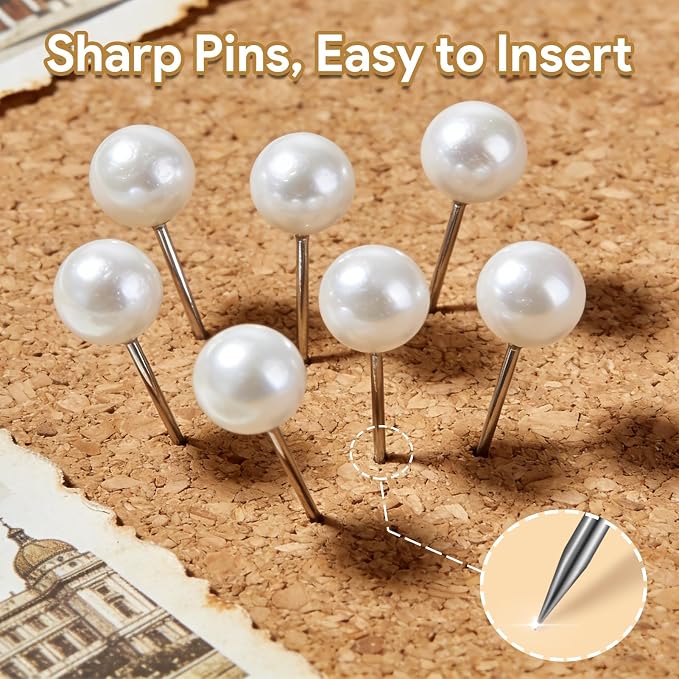 100 Pcs Pearl Pins, Pearl Push Pins Thumb Tacks - Image 3