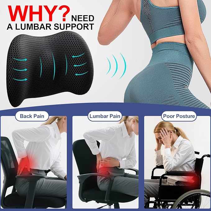 BYMECOST Lumbar Support Pillow for Car, Memory Foam Car Seat Back Support - Image 6