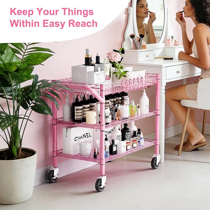 WDT Pink Rolling Utility Cart - Image 3