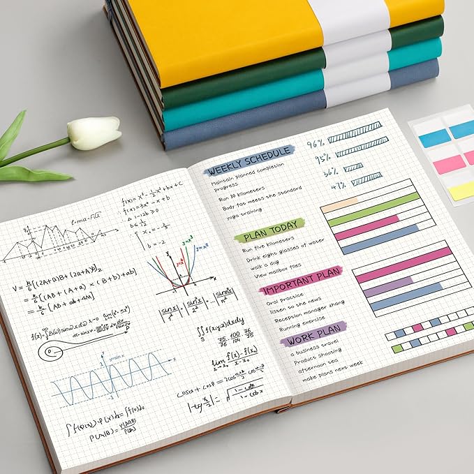 AHGXG Graph Paper Notebook - 320 Pages Grid Paper Notebook Large Journal B5, 100gsm Thick Graph Paper, Leather Softcover, Inner Pocket, 7.6'' X 10''- Green-DeskLoop Office