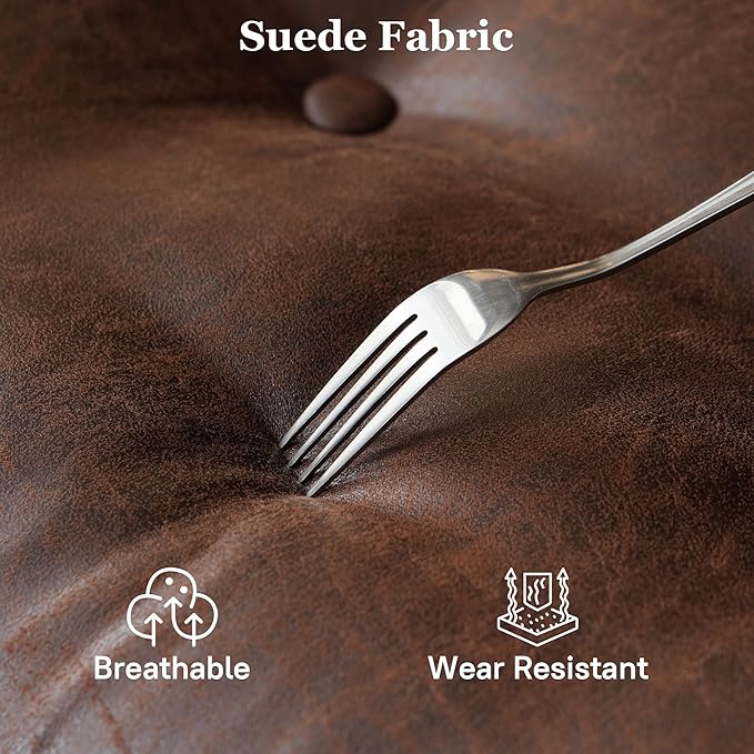 Mid Century Modren Large Office Chair, Big and Tall Ergonomic Executive Chair for Heavy Duty People, Computer Desk Task Chair with Wheels, Faux Lether Fabric Wide Chair for Home Sturdy,Dark Brown-DeskLoop Office