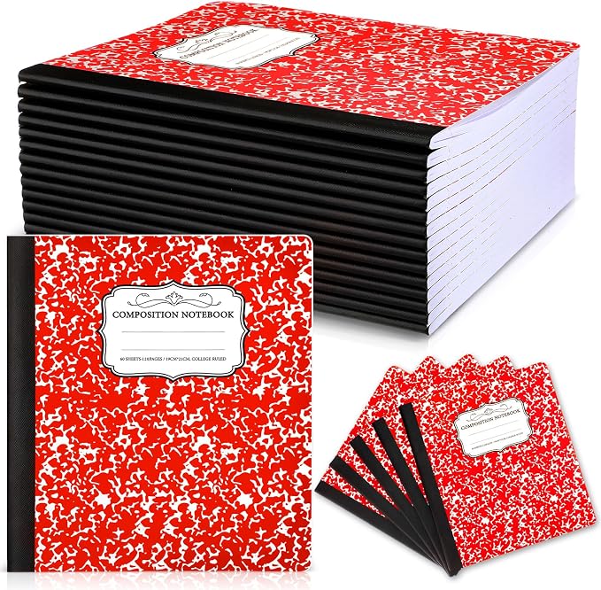 Seajan 20 Pack Composition Notebooks, Wide Ruled Paper, 7-1/2" x 9-3/4" Marble by Seajan