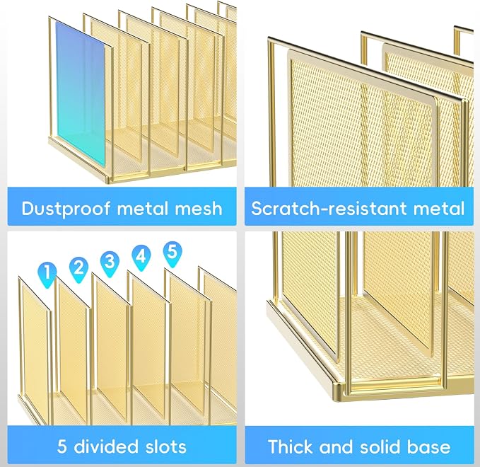 File Organizer for Desk, 5-Section Vertical File Sorter, Paper Holder Organizer - Image 2