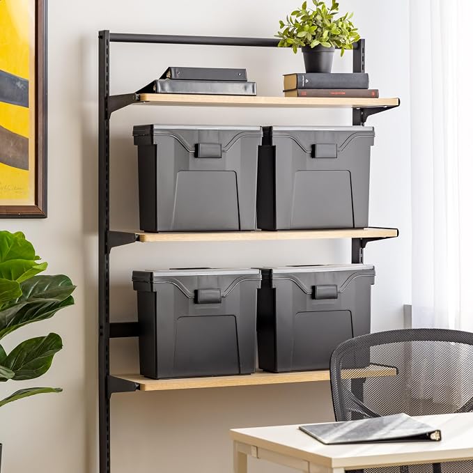 IRIS USA Slim Portable Letter/Legal File Tote Box, 4 Pack, BPA-Free Plastic - Image 2