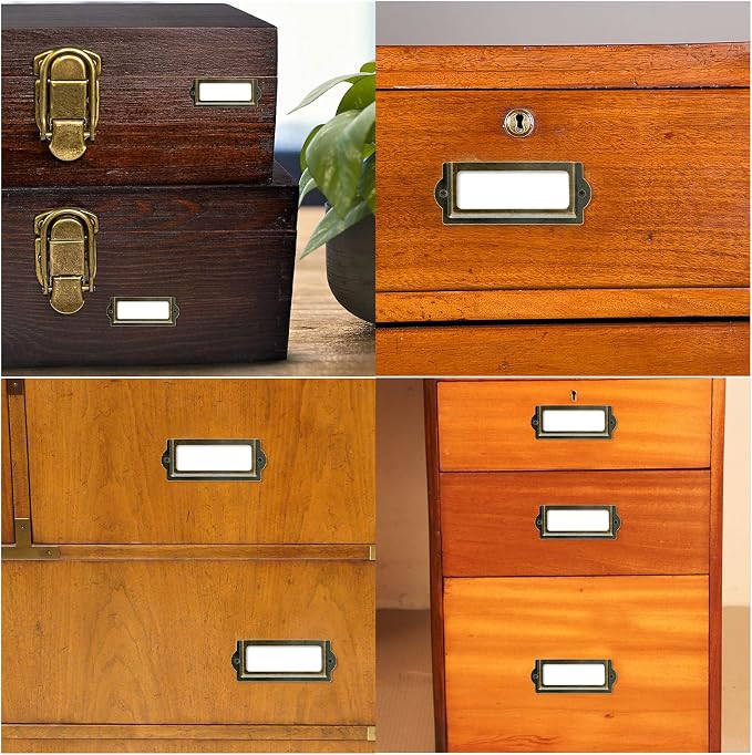 Antique Label Holder, 3.3 Inch, Office File Cabinet Shelves Drawer, Name Card - Image 8