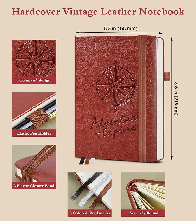 PAIBAS Blank Journal Notebook for Women Men, 160 Pages, A5 Hardcover Sketchbook - Image 2