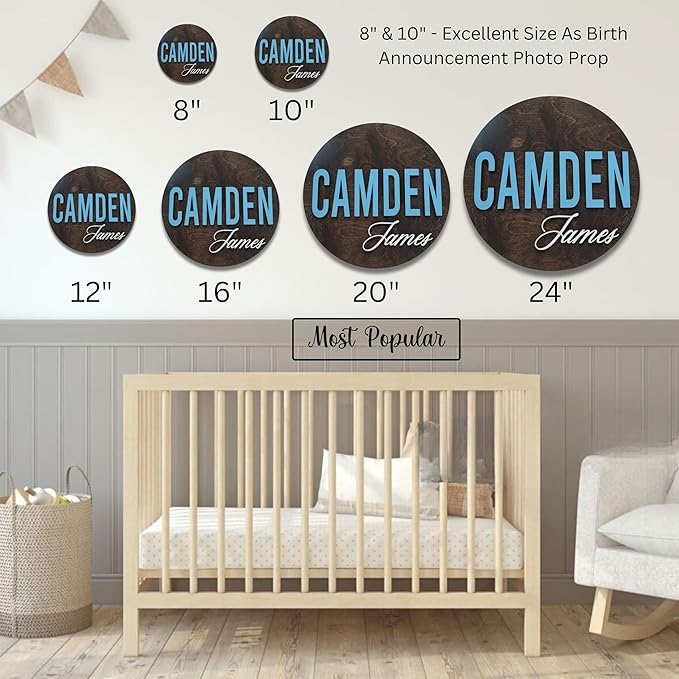 Custom Round Nusery Name Sign, Personalized 3D Baby Name Announcement Sign - Image 4