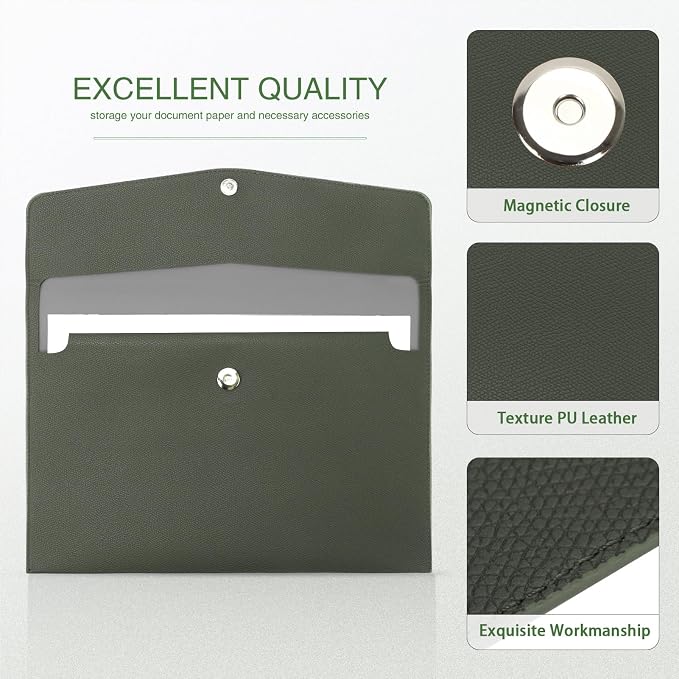 FYY File Folder, PU Leather A4 Document Holder File Organizer Filing Envelope - Image 4
