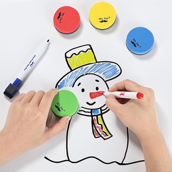 Mr. Pen- Round Magnetic Dry Erase Erasers, 24 Pack | Colorful Small Magnetic - Image 7