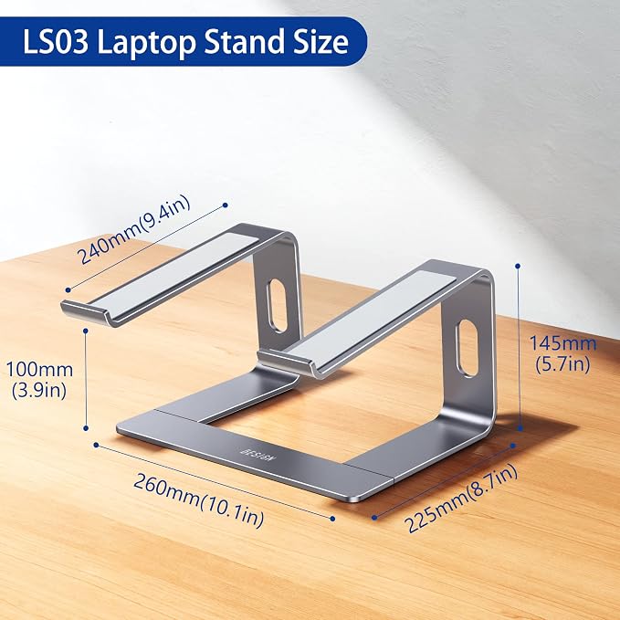 BESIGN LS03 Aluminum Laptop Stand, Ergonomic Detachable Computer Stand - Image 4