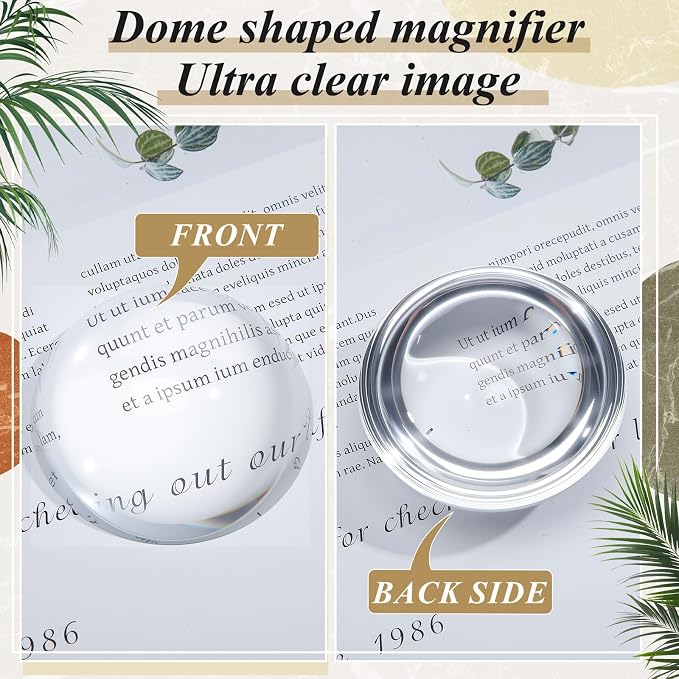 Briwooody Crystal Dome Magnifier Paperweights Glass Paperweight Reading - Image 7
