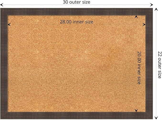 Amanti Art Natural Cork Board for Wall, 22x30 Vision Board with Brown Wood Frame, Medium Corkboard Office Decor for Home Organization, Rustic Farmhouse Corkboard Pinboard to display items for home-DeskLoop Office