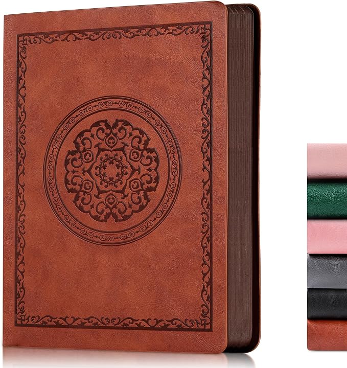 Fetinar 300 Pages Leather Blank Journal Notebook, Softcover Leather Blank by Fetinar