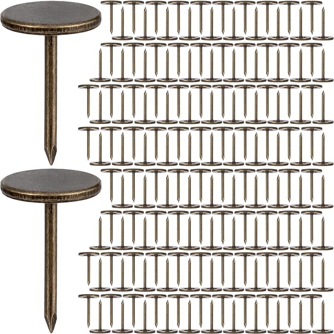 180pcs Flat Head Thumb Tacks for Wall, Bronze Pins, 0.4 x 0.6 in | Heavy Duty by Unknown