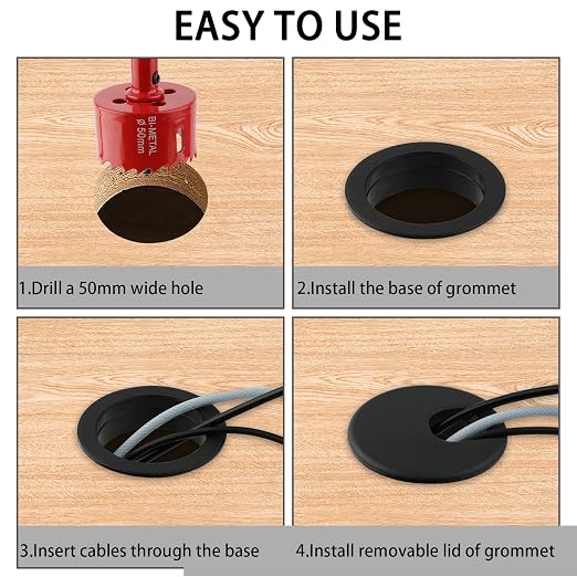2 Inch Desk Grommet, 13 Pieces Wire Grommet, Desk Hole Cover - Image 4