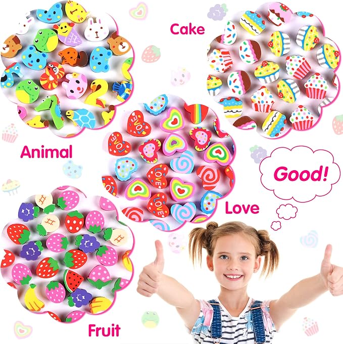 JUNEBRUSHS 150 Pieces Mini Erasers - Image 3