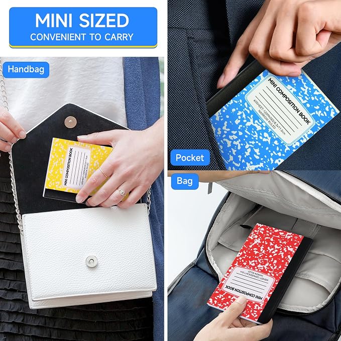 96 Pack 4.5" x 3.25" Mini Composition Notebooks Bulk 12 Color College Ruled - Image 6