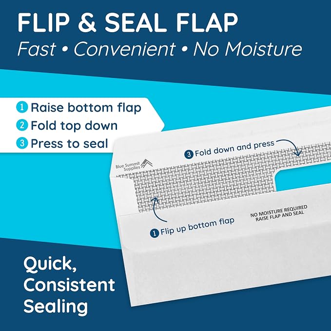 500 No. 8 Flip and Seal Double Window Security Check Envelopes - Image 3