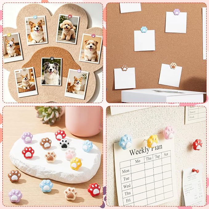JANYUN 60Pcs Cat Paw Push Pins Cute Decorative Animal Thumb Tacks | Resin Cat - Image 6