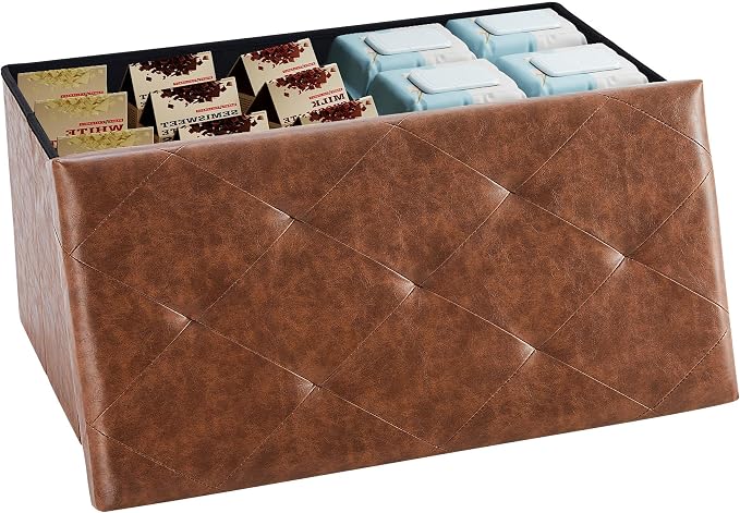 DUMOS 30 Inch Folding Storage Ottoman Bench, Large Hidden Storage Chest by DumosLifestyle