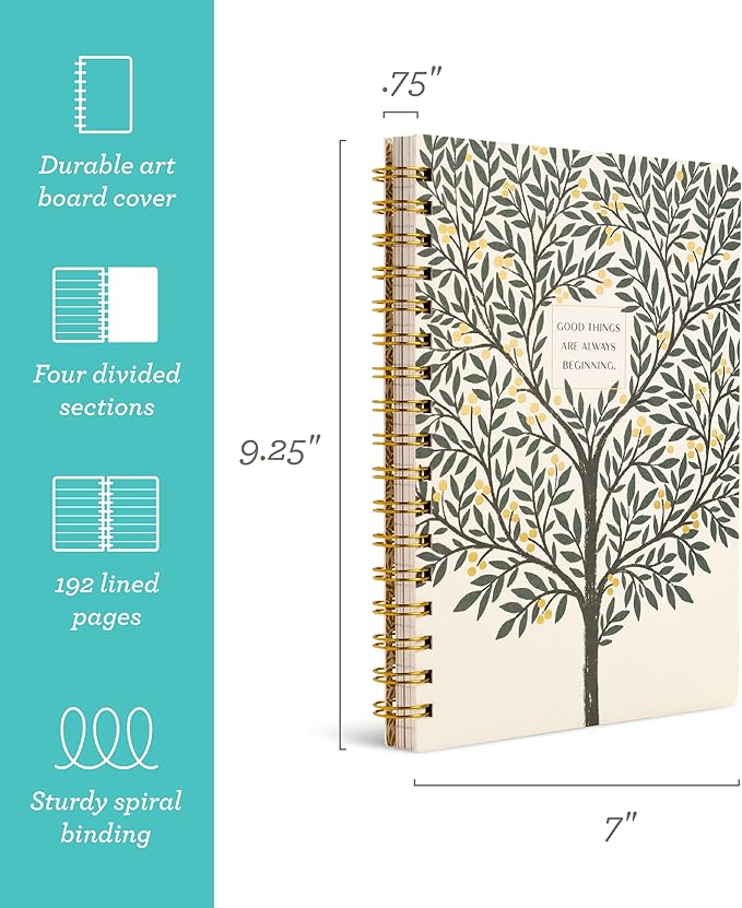 Compendium Spiral Notebook – Good Things Are Always Beginning – A Designer Spiral Notebook with 192 Lined Pages, College Ruled, 7.0”W x 9.25”H-DeskLoop Office