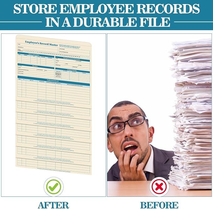 Qilery 50 Pcs Employee File Folders, 9.5 x 11.75 Inches Record File Jacket No - Image 6