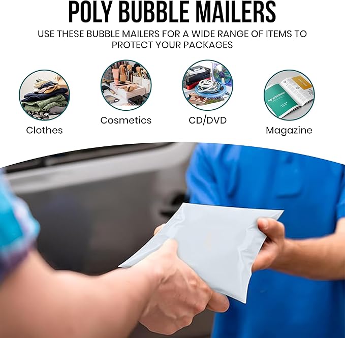 Levex - #0000 4" x 6" [5 Pack] Poly Bubble Mailers, Padded Envelope Mailers, Packing Envelope & Mailing Bags for Shipping-DeskLoop Office