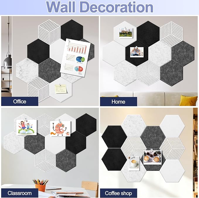 10PCS Hexagon Cork Board Tiles, Self-Adhesive Felt Bulletin - Image 6