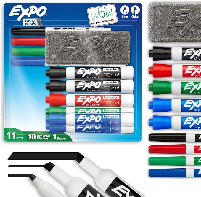 EXPO Dry Erase Markers Set, Fine & Chisel Tips, Office Supplies, by Unknown