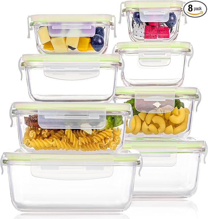 Vtopmart 8 Pack Glass Food Storage Containers by Vtopmart