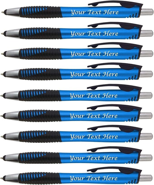 Personalized Pens with Your Custom Logo or Text-250 Pack Bulk-for Businesses, Parties, and Events, 2 in 1 Capacitive Stylus & Ballpoint Pen Compatible with Most Touchscreen Devices, L'Blue