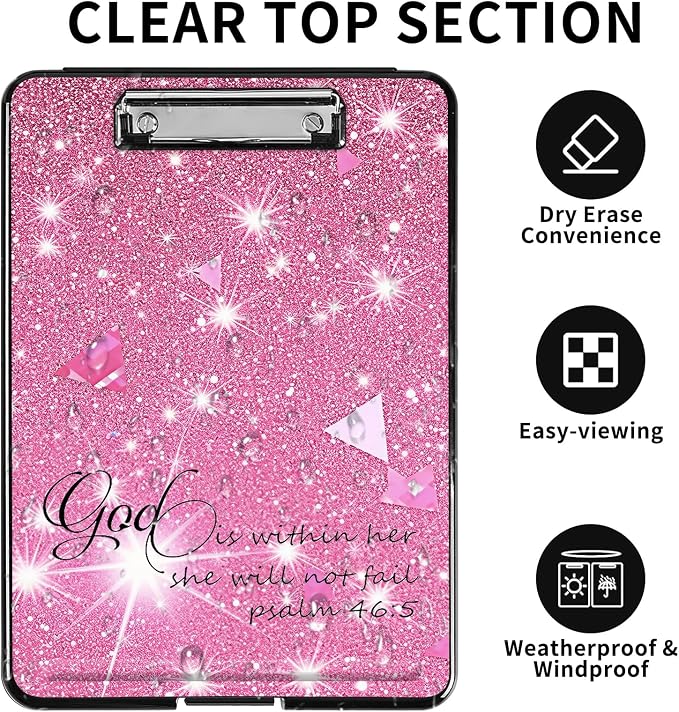 Clipboard with Storage, Pen Holder, Heavy Duty Clipboard Storage Box with Clips - Image 5