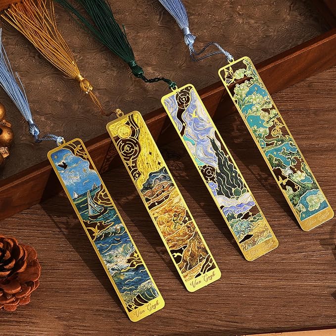 4 Pieces Metal Bookmarks with Tassel by emmoolife