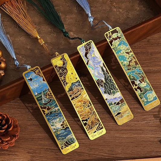 4 Pieces Metal Bookmarks with Tassel by emmoolife