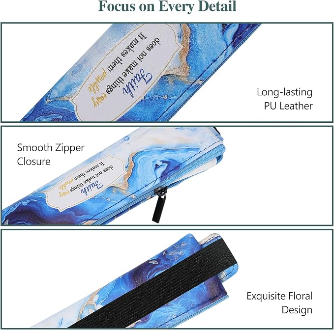 MoKo Elastic Pen Holder for Notebook, 4 Pieces PU Leather Pencil Case - Image 4