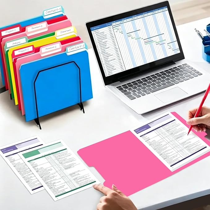 100 Packs Colored File Folders, Rose Red File Folders, Two Tone Color File - Image 7