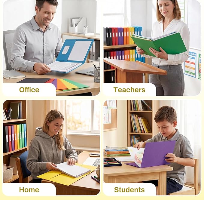 SUNEE Folders with Pockets, 2 Pocket Folders Fit Letter Size Paper, Paper File - Image 5