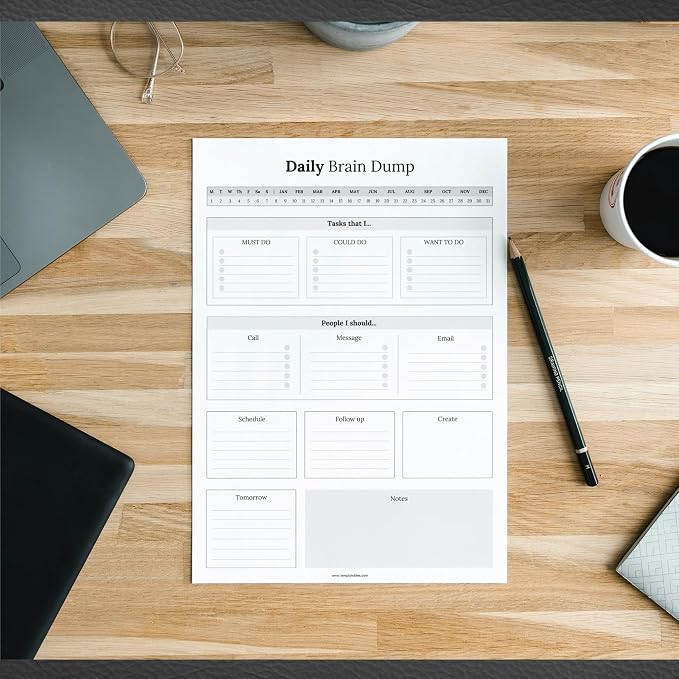 Templatables Brain Dump Notepad, To Do List Desk Pad, Productivity Planner - Image 5
