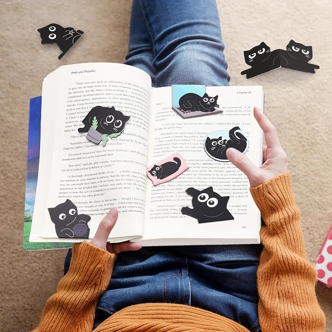 Black Cat Bookmarks, Tumwisk 10PCS Magnetic Bookmarks, Cute Bookmark Magnet - Image 6