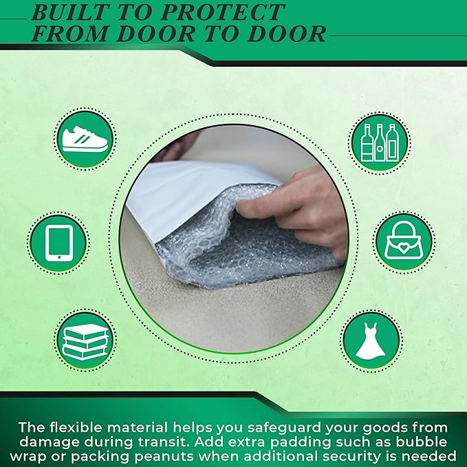 500 Pack Secure Seal White Poly Mailers Shipping Bags - Image 5