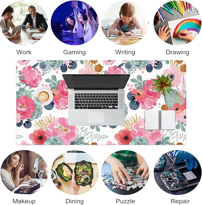 QIYI Large Mouse Pad, Women Girls PU Leather Waterproof Gaming Mousepad - Image 8