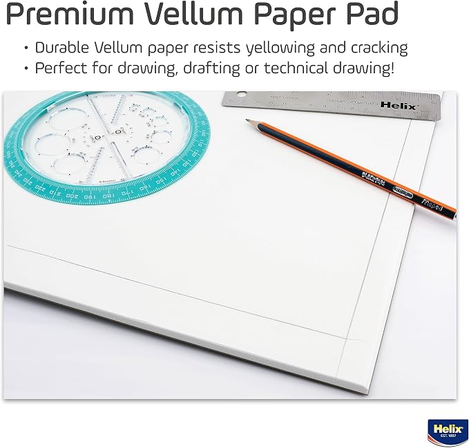 Helix - 100% Rag Vellum Paper Pad - 18 Inch x 24 Inch - 50 Sheet Pad - - Image 3