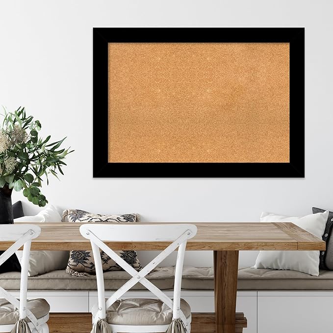 Amanti Art Natural Cork Board for Wall, 29x41 Vision Board with Black Wood Frame, Large Corkboard Office Decor for Home Organization, Casual Corkboard Pinboard to display items for home organization-DeskLoop Office