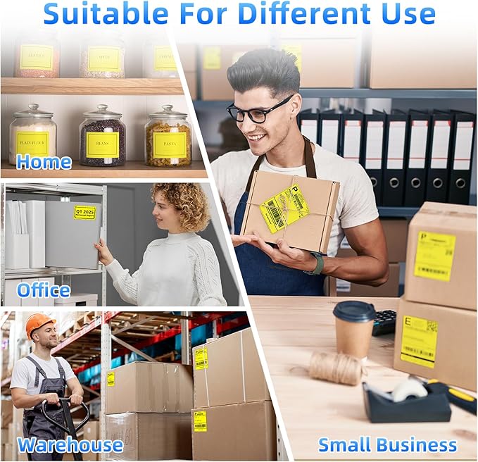 4x6 Thermal Labels, 1 Packs of 500 4x6 Fold Labels Yellow - Compatible with JADENS, ASprink, Phomemo, Rollo, Zebra, Omezizy and Other Thermal Printers-DeskLoop Office