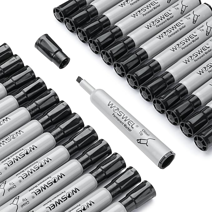 WOSWEL 100 Pack Permanent Markers Bulk, Chisel Tip, Jumbo Thick Large Permanent - Image 5