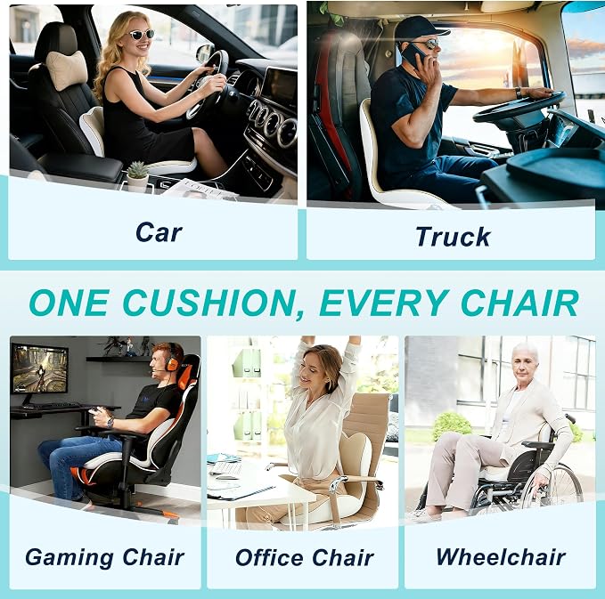 Seat Cushion for Office Chair and Car, Lumbar Support Pillow for Office Chair - Image 6