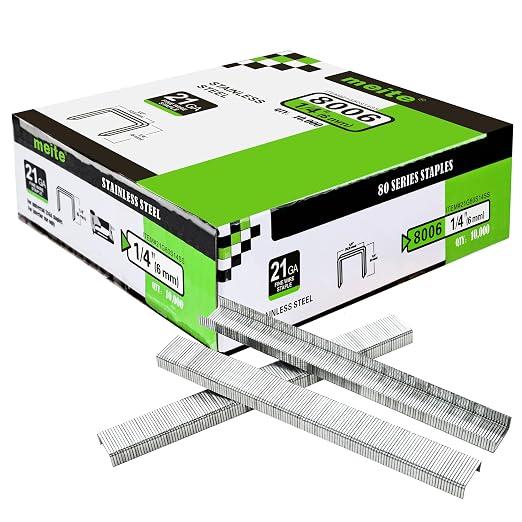 meite 21 Gauge 1/2-inch Crown Upholstery Staples, 304 Stainless Steel by meite