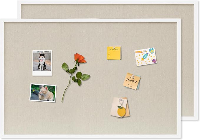 DAHAPYBOO Cork Board with Linen White 2Pack, Bulletin Board 36"x24" | Hanging by DAHAPYBOO