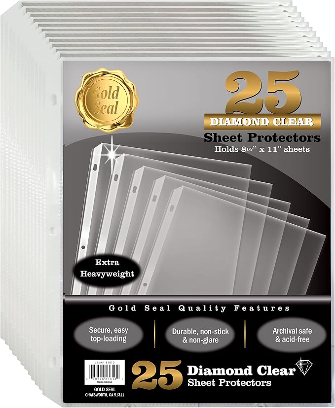GOLD SEAL Sheet Protectors, 25 Pack 8.5 x 11 Anti-Glare Sheet Protectors by GOLDSEAL